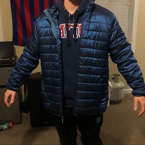Blue puffy jacket